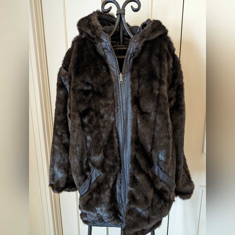 Black Pancho Sweater, faux fur